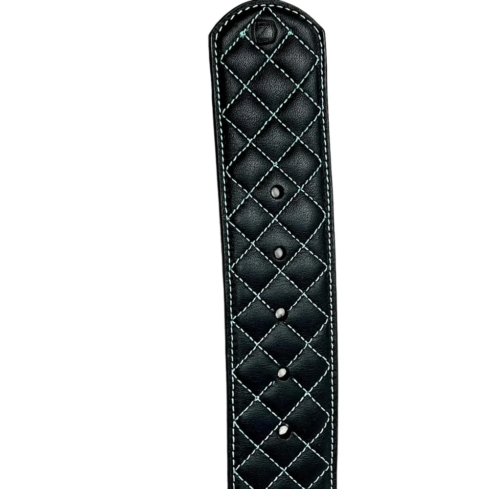 Noble Outfitters Equestrian Classic Quilted Belt Black w/Blue Stitching  sz XL